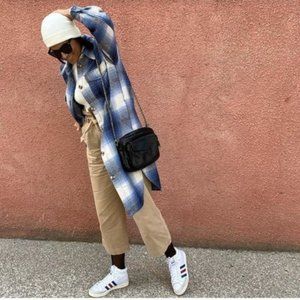 NWT H&M Long Plaid Shirt Jacket Shacket sz M